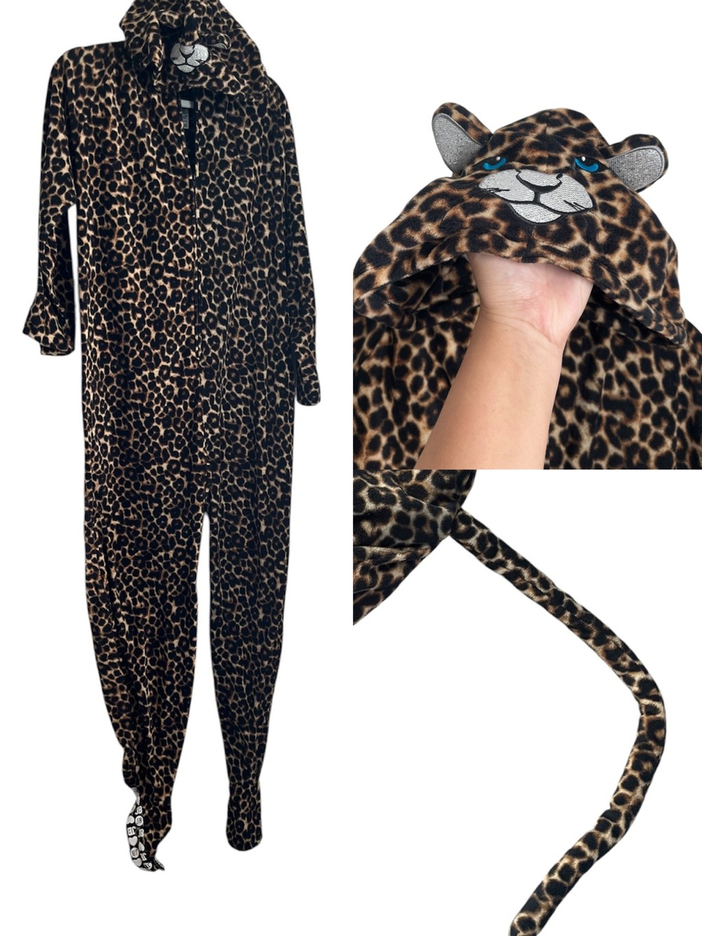 Joe Boxer Leopard Print Fleece Jumpsuit SZ XL Costume Halloween Animal Print